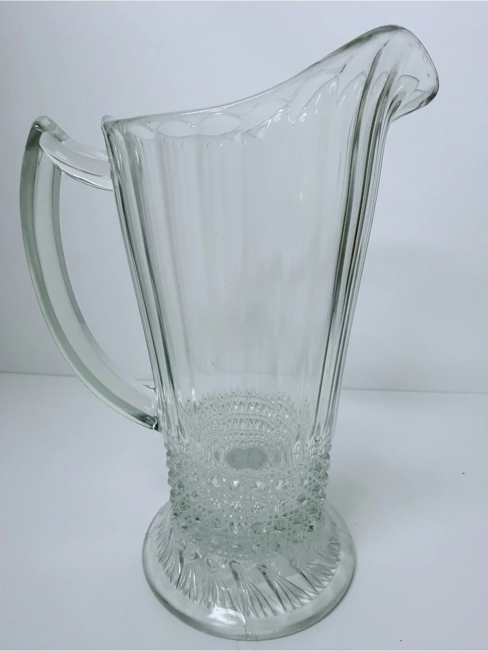 Imperial Glass Flute and Cane Pitcher